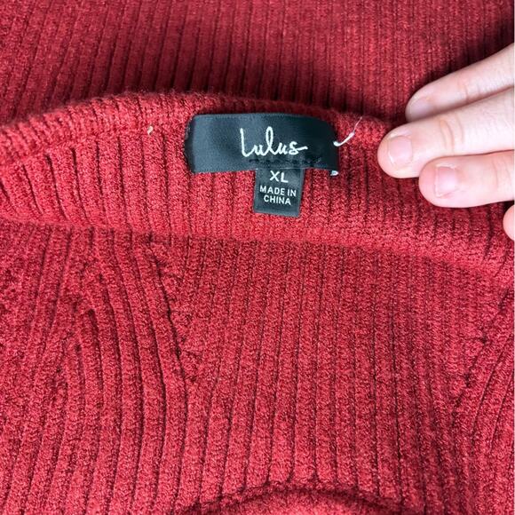 Lulu's Rich Strapless Red Knit Top w/ Long Sleeve Wrap size XL - Picture 7 of 11